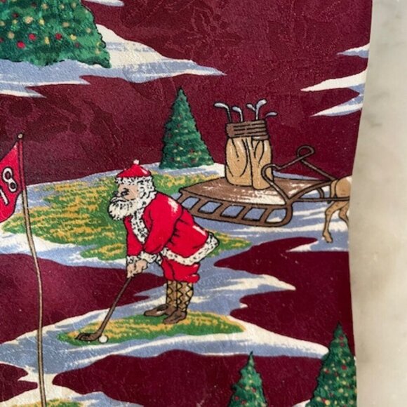 OSCAR DE LA RENTA Vintage Santa Golf Silk Tie - Picture 3 of 14